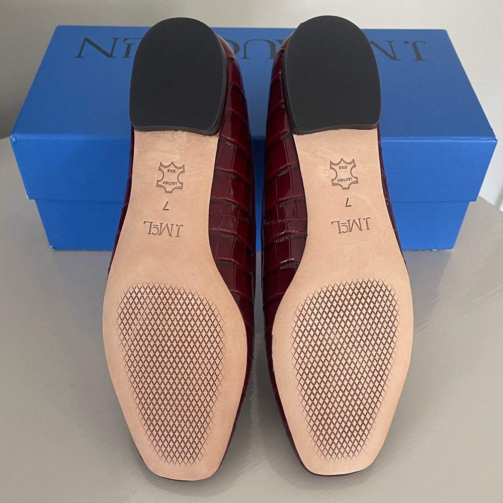 J. McLaughlin Anastasia Crocodile Leather Flats in French Merlot - Picture 6 of 7